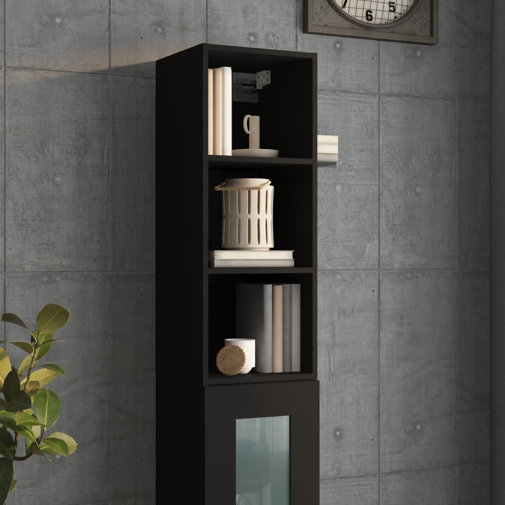 Armadietto a Muro Nero 34,5x32,5x90 cm in Legno Multistrato - homemem39