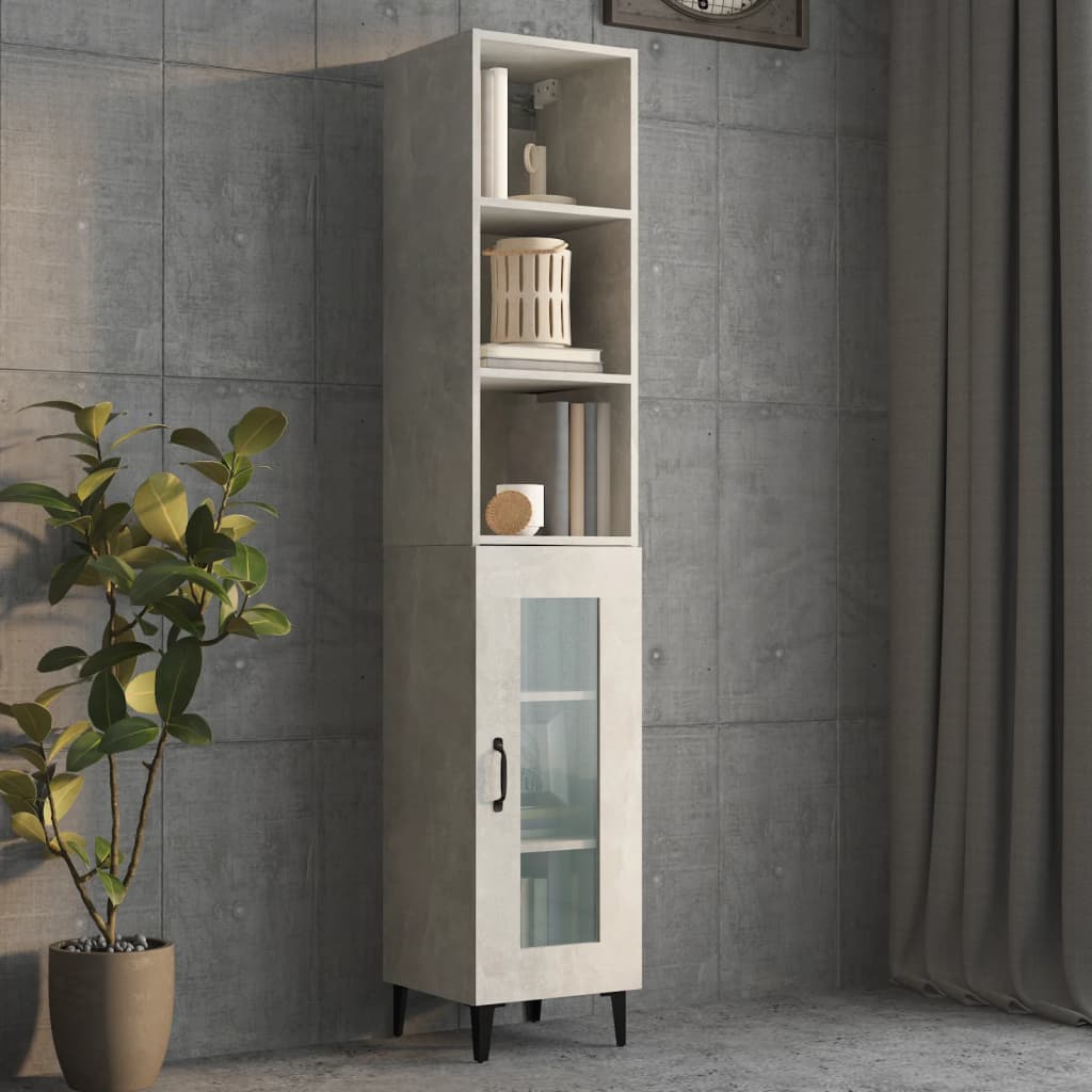 Armadietto Muro Grigio Cemento 34,5x32,5x90cm Legno Multistrato - homemem39