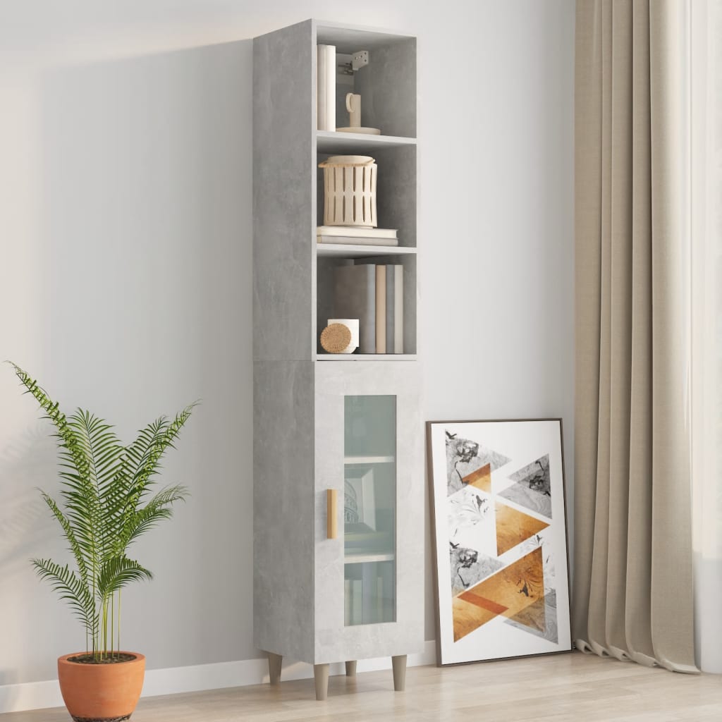 Armadietto Muro Grigio Cemento 34,5x32,5x90cm Legno Multistrato - homemem39