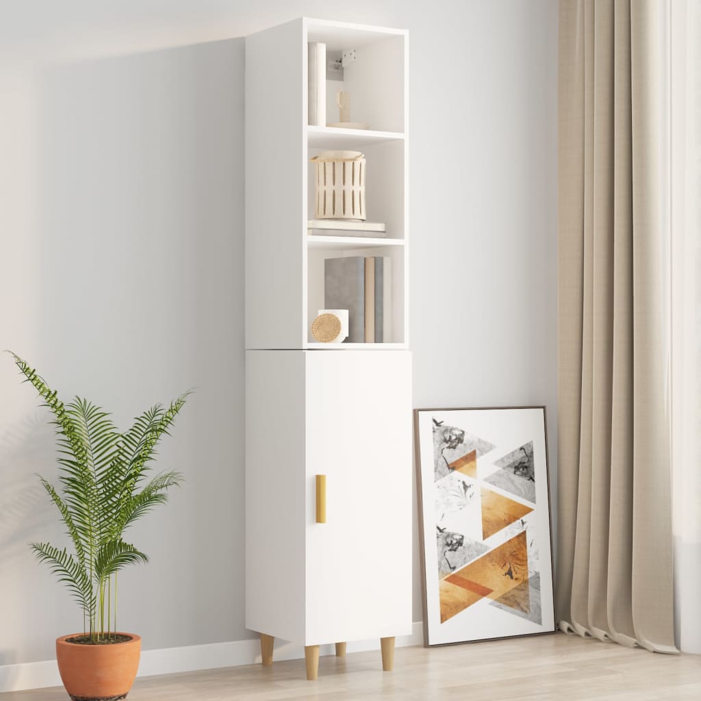 Mobile a Parete Bianco Lucido 34,5x32,5x90 cm Legno Multistrato - homemem39