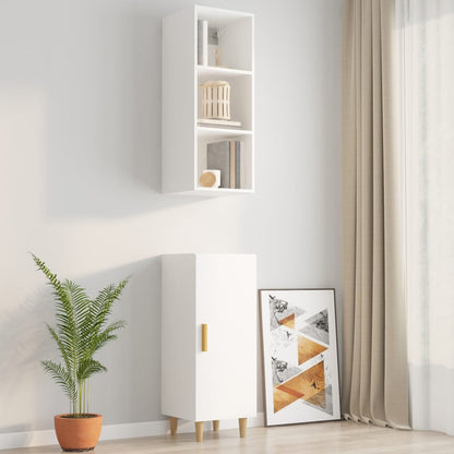 Mobile a Parete Bianco Lucido 34,5x32,5x90 cm Legno Multistrato - homemem39