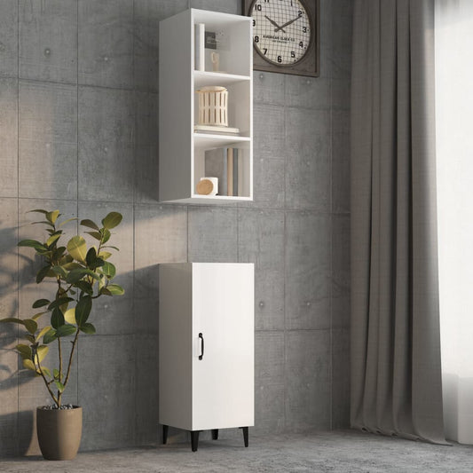 Mobile a Parete Bianco Lucido 34,5x32,5x90 cm Legno Multistrato - homemem39