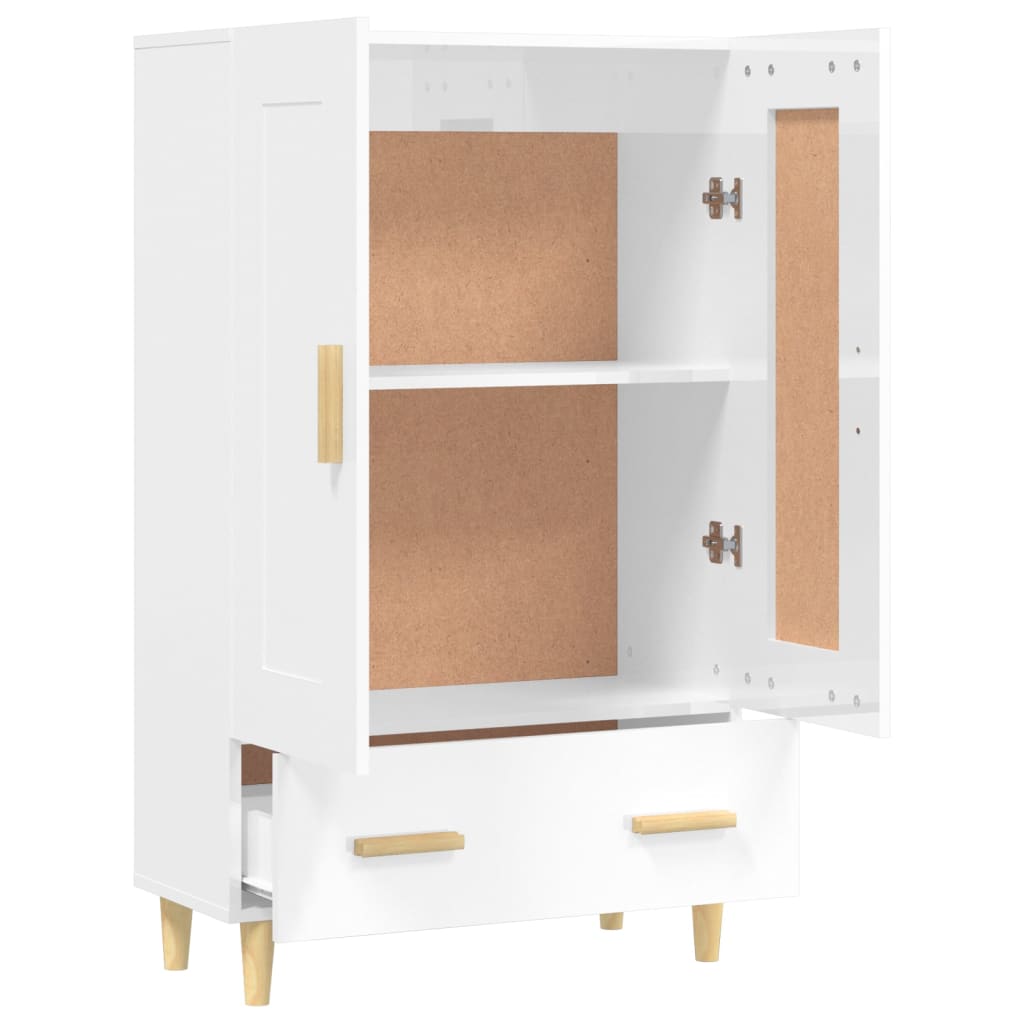 Credenza Bianco Lucido 70x31x115 cm in Legno Multistrato - homemem39