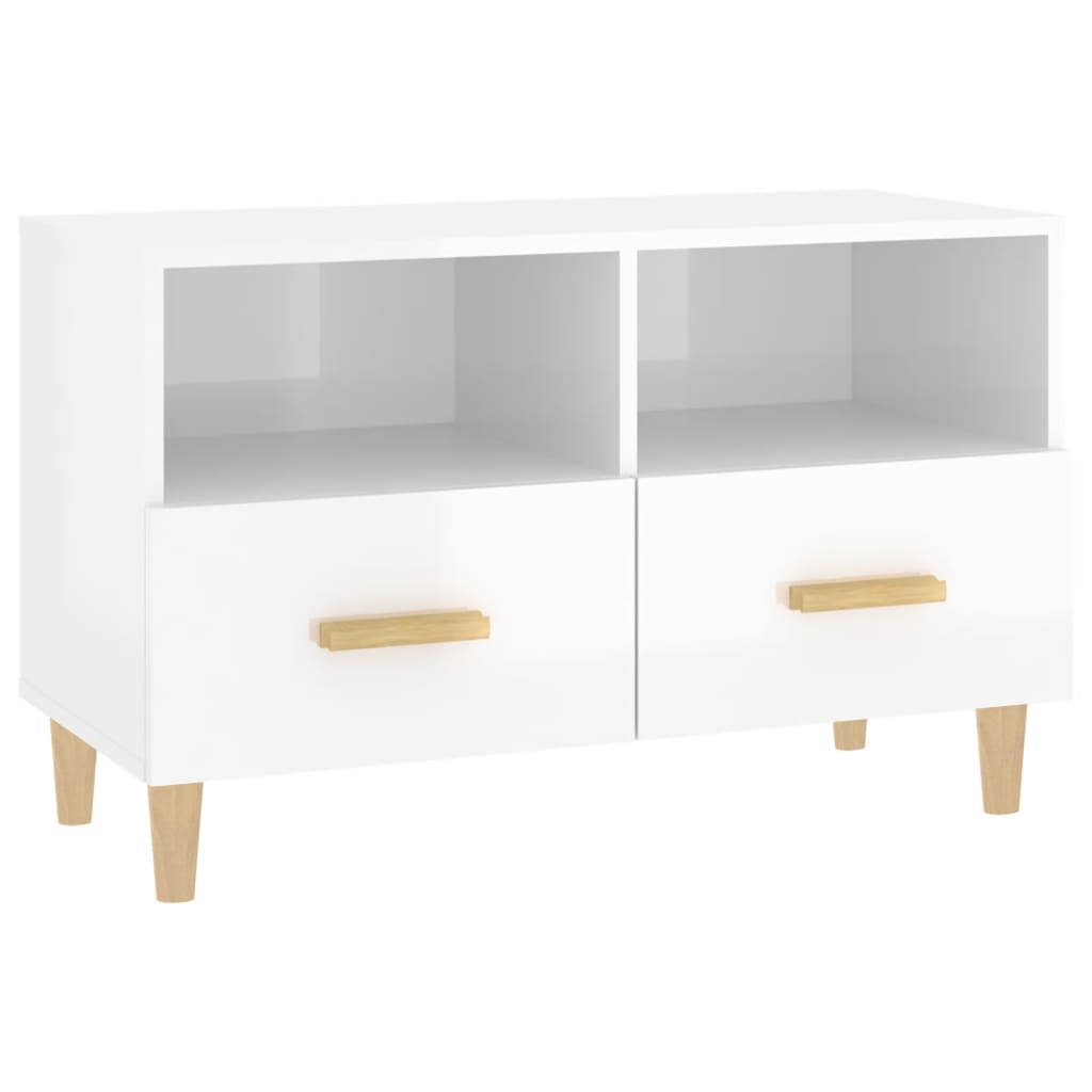 Mobile Porta TV Bianco Lucido 80x36x50 cm in Legno Multistrato - homemem39