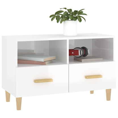 Mobile Porta TV Bianco Lucido 80x36x50 cm in Legno Multistrato - homemem39