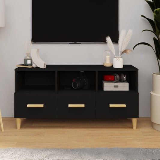 Mobile Porta TV Nero 102x36x50 cm in Legno Multistrato - homemem39