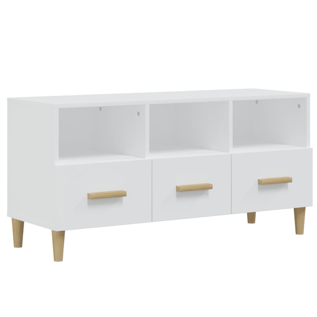 Mobile Porta TV Bianco Lucido 102x36x50 cm in Legno Multistrato - homemem39