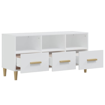 Mobile Porta TV Bianco Lucido 102x36x50 cm in Legno Multistrato - homemem39