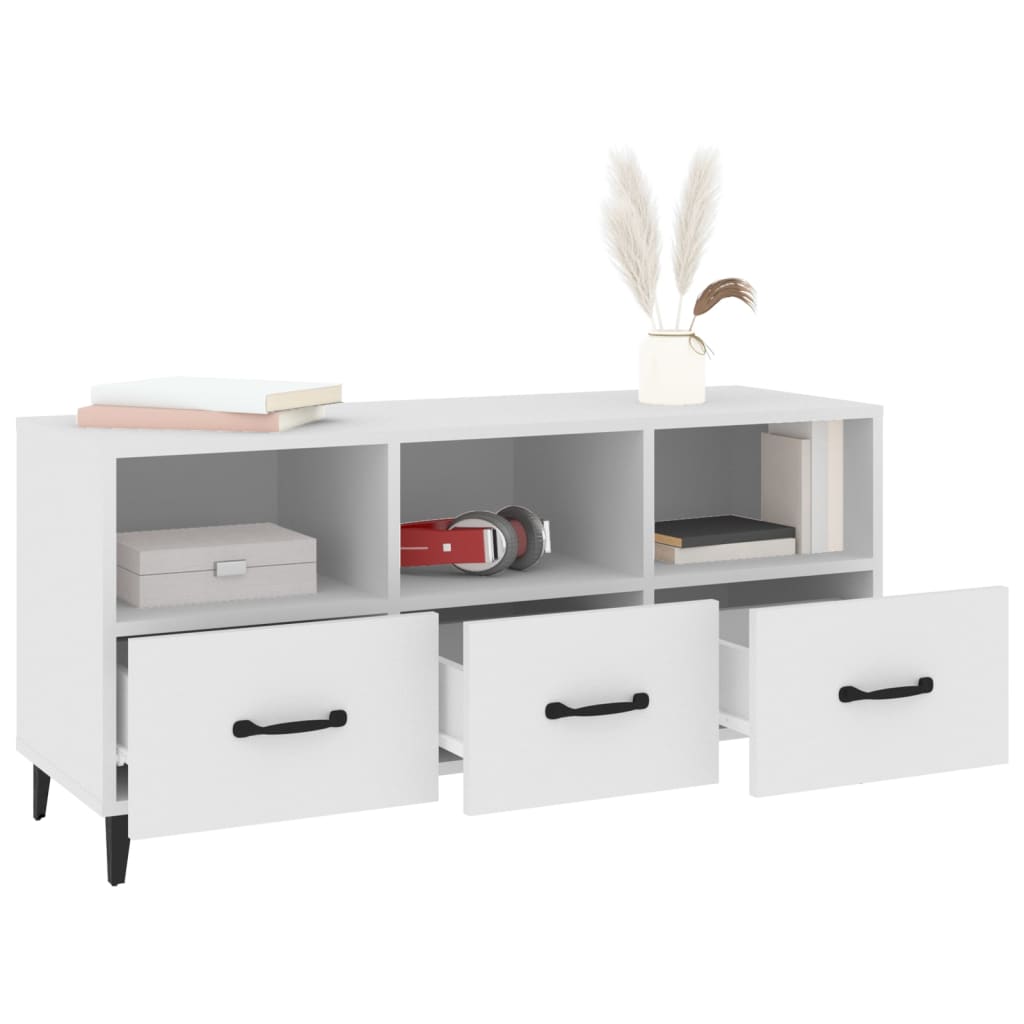 Mobile Porta TV Bianco 102x35x50 cm in Legno Multistrato - homemem39