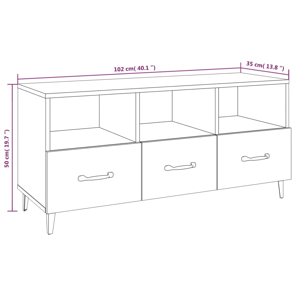 Mobile Porta TV Bianco 102x35x50 cm in Legno Multistrato - homemem39