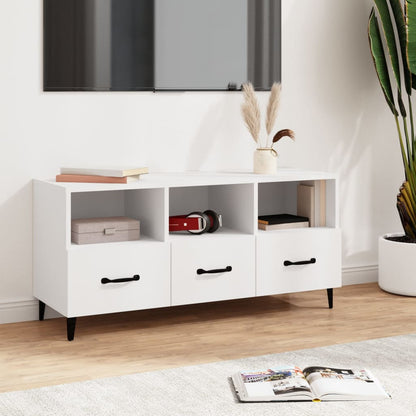 Mobile Porta TV Bianco 102x35x50 cm in Legno Multistrato - homemem39