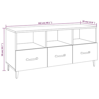 Mobile Porta TV Bianco Lucido 102x35x50 cm in Legno Multistrato - homemem39