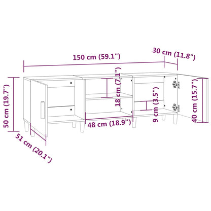 Mobile Porta TV Nero 150x30x50 cm in Legno Multistrato - homemem39