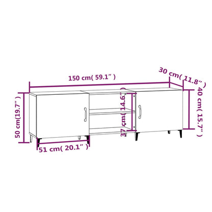 Mobile Porta TV Bianco 150x30x50 cm in Legno Multistrato - homemem39