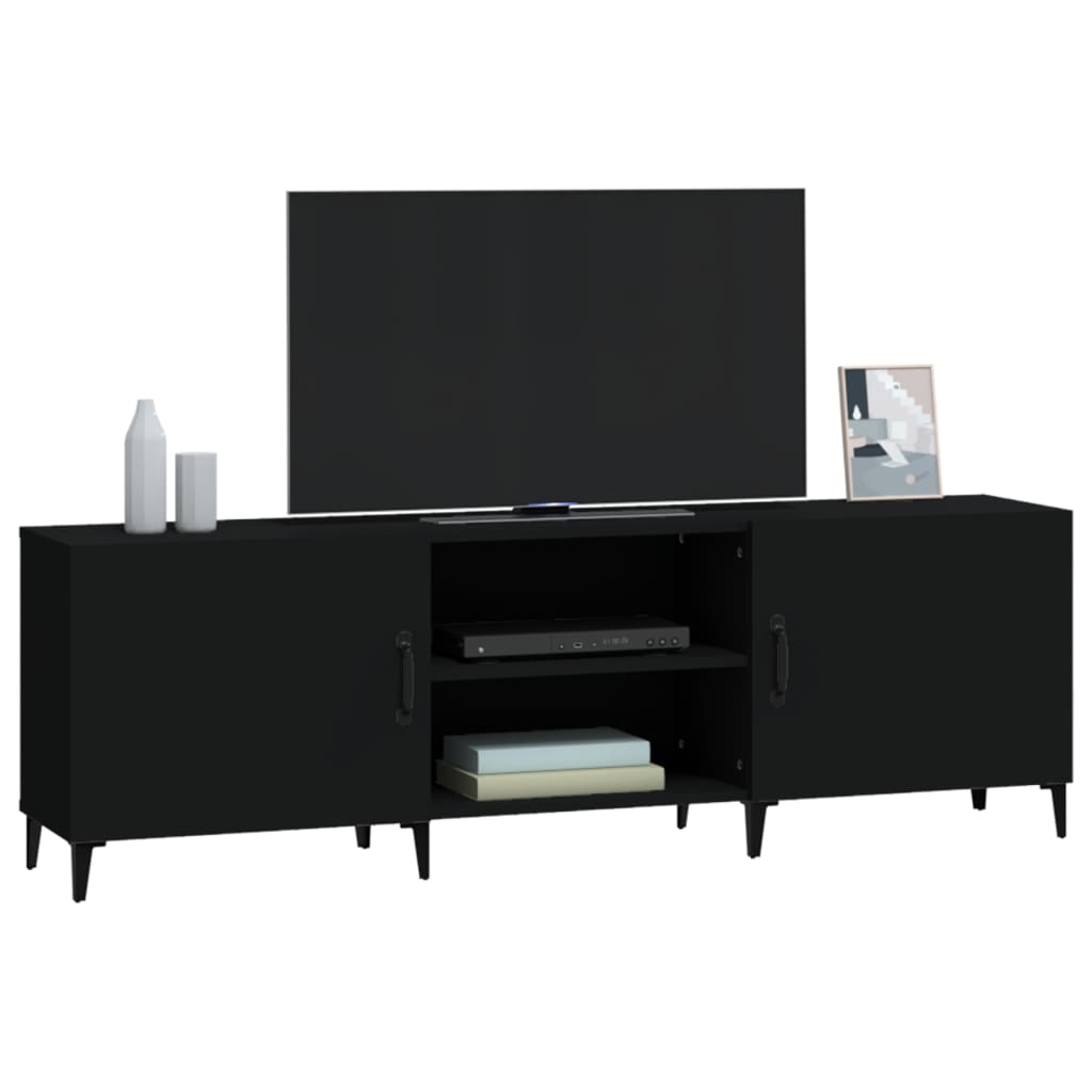 Mobile Porta TV Nero 150x30x50 cm in Legno Multistrato - homemem39