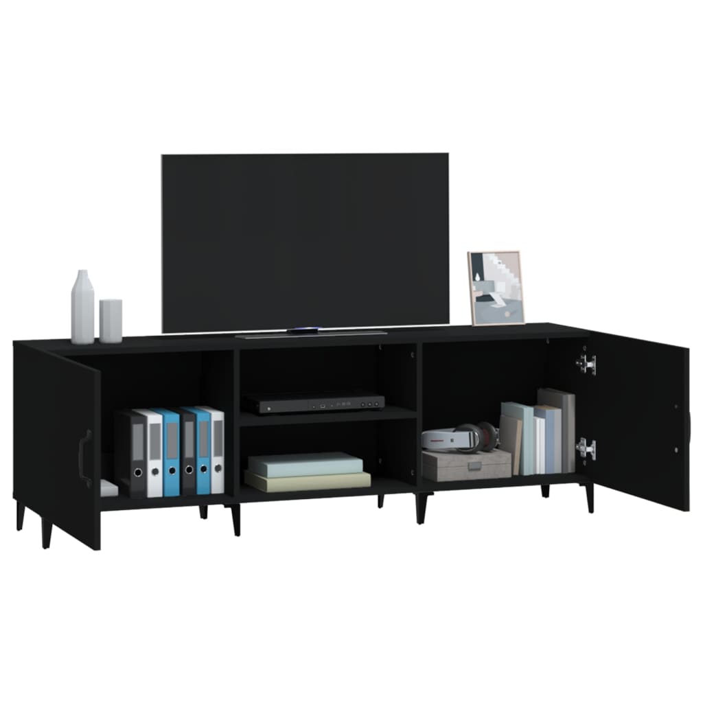 Mobile Porta TV Nero 150x30x50 cm in Legno Multistrato - homemem39