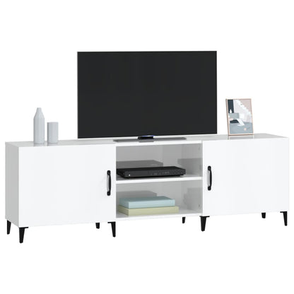 Mobile Porta TV Bianco Lucido 150x30x50 cm in Legno Multistrato - homemem39