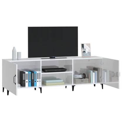 Mobile Porta TV Bianco Lucido 150x30x50 cm in Legno Multistrato - homemem39