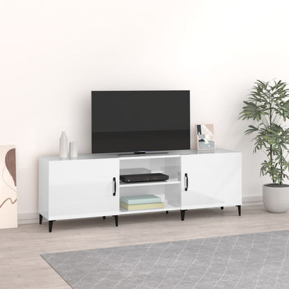 Mobile Porta TV Bianco Lucido 150x30x50 cm in Legno Multistrato - homemem39