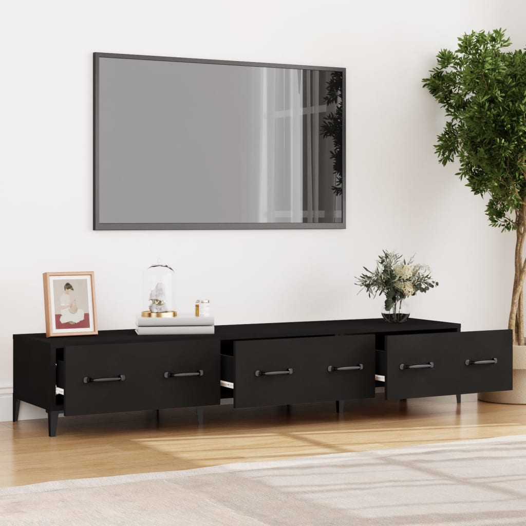 Mobile Porta TV Nero 150x34,5x30 cm in Legno Multistrato - homemem39