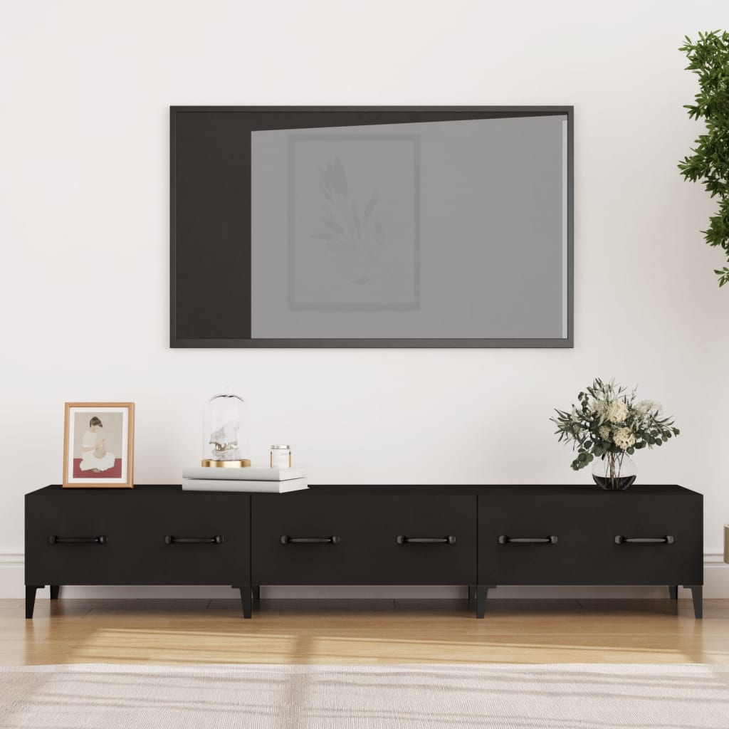 Mobile Porta TV Nero 150x34,5x30 cm in Legno Multistrato - homemem39