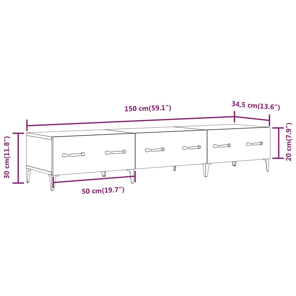 Mobile Porta TV Rovere Sonoma 150x34,5x30 cm Legno Multistrato - homemem39