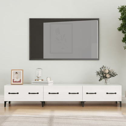 Mobile Porta TV Bianco Lucido 150x34,5x30 cm Legno Multistrato - homemem39