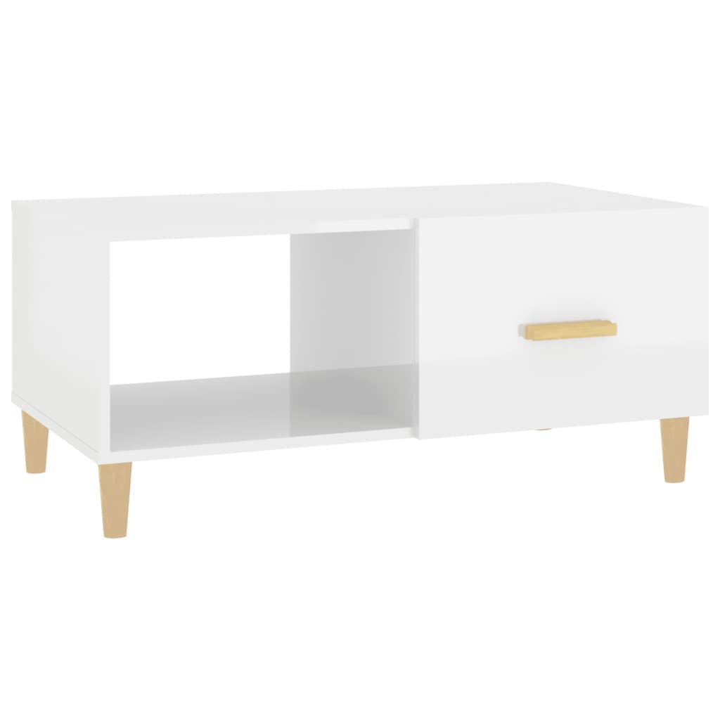 Tavolino Salotto Bianco Lucido 89,5x50x40 cm Legno Multistrato - homemem39