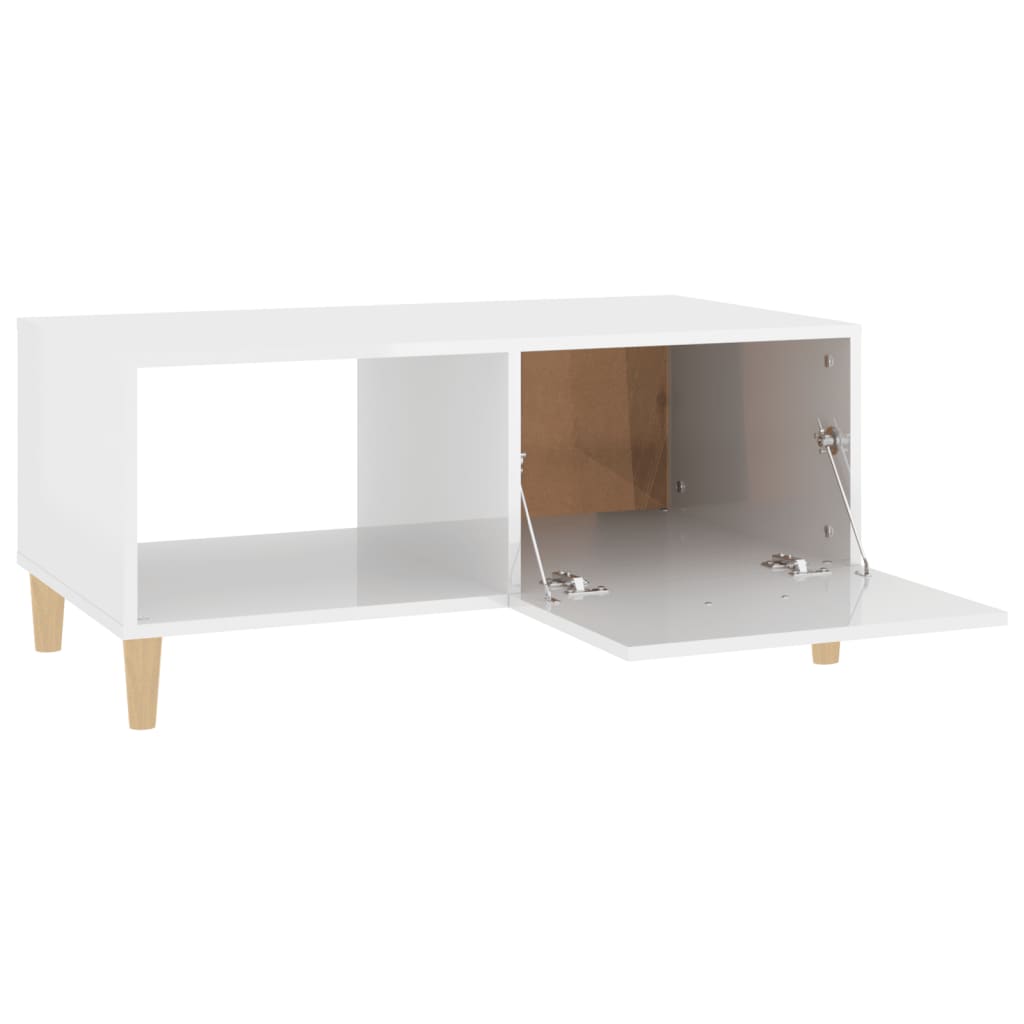 Tavolino Salotto Bianco Lucido 89,5x50x40 cm Legno Multistrato - homemem39