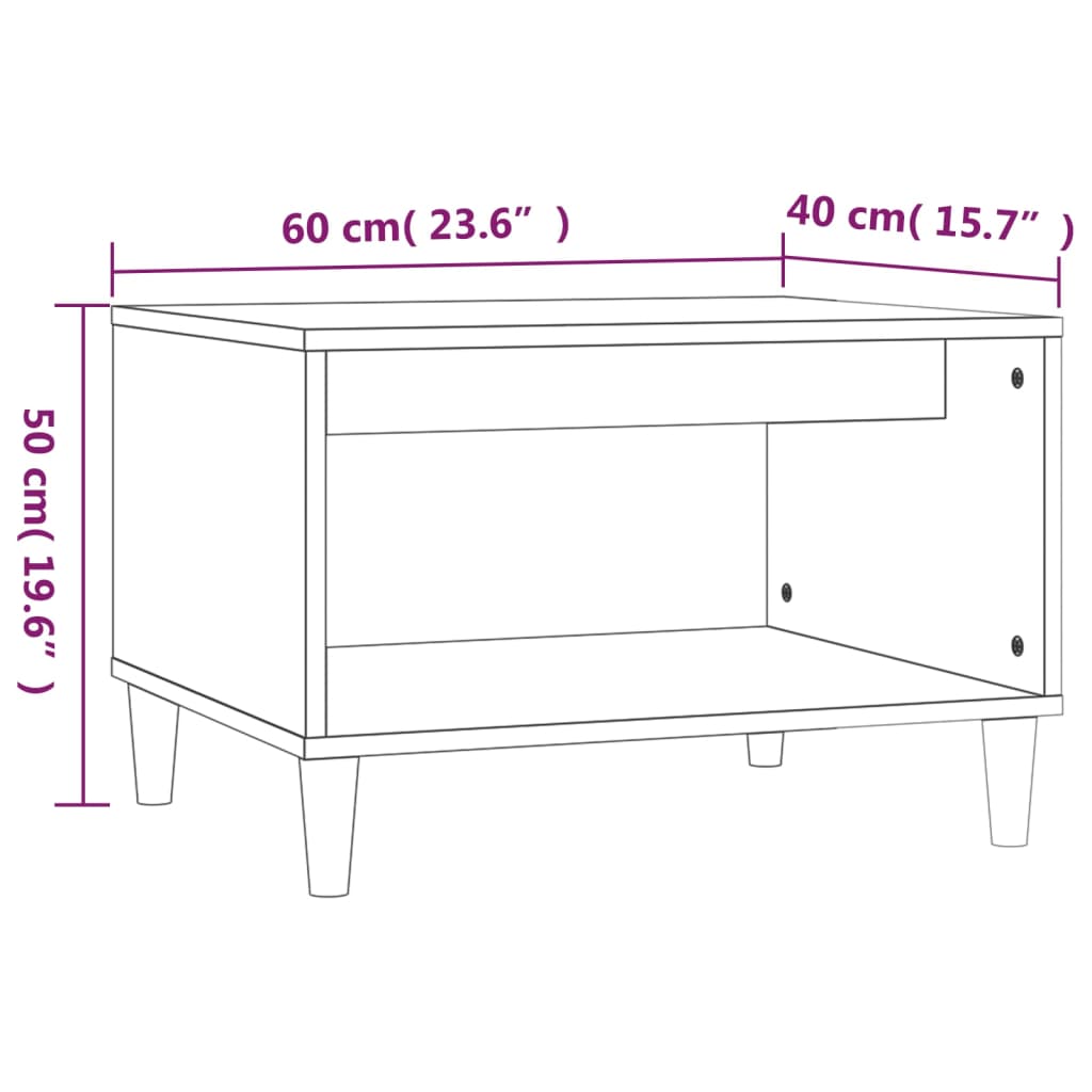 Tavolino da Salotto Nero 60x40x50 cm in Legno Multistrato - homemem39