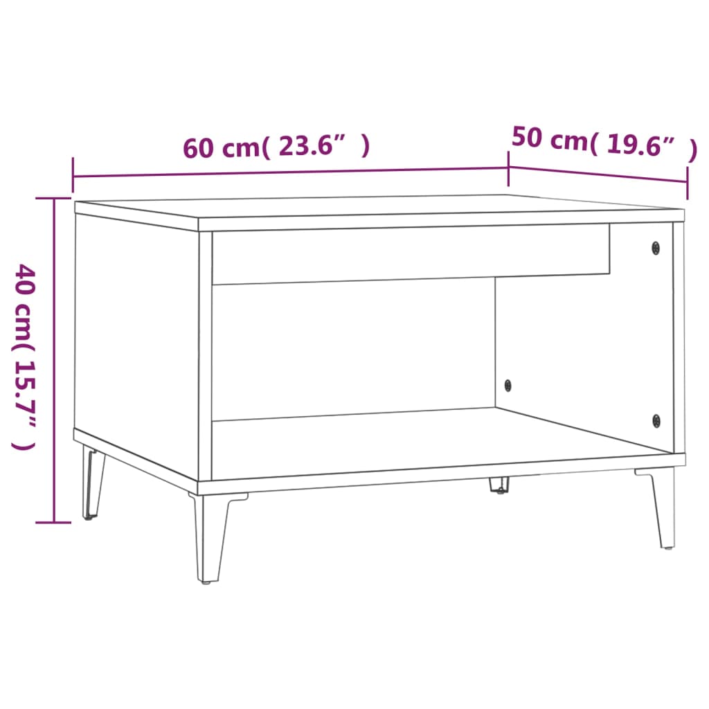 Tavolino da Salotto Bianco 60x50x40 cm in Legno Multistrato - homemem39