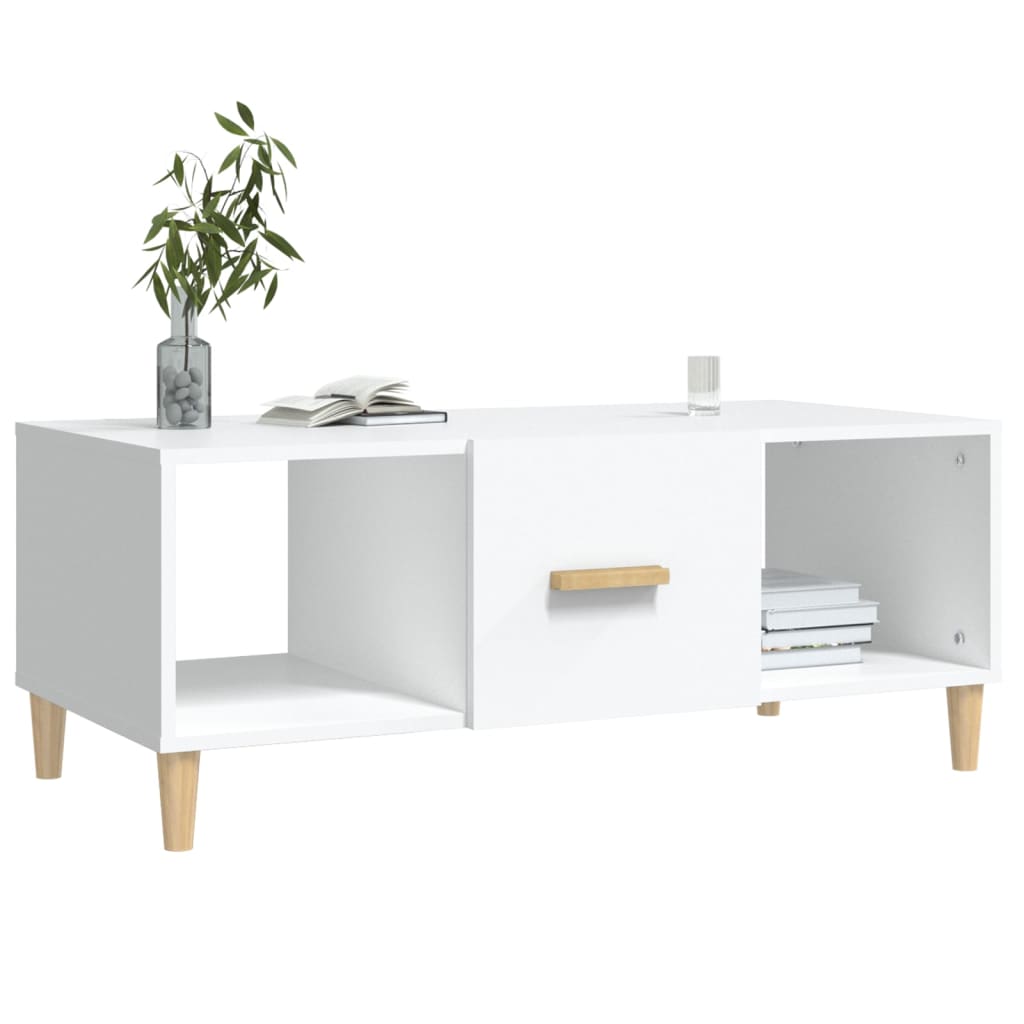 Tavolino da Salotto Bianco 102x50x40 cm in Legno Multistrato - homemem39