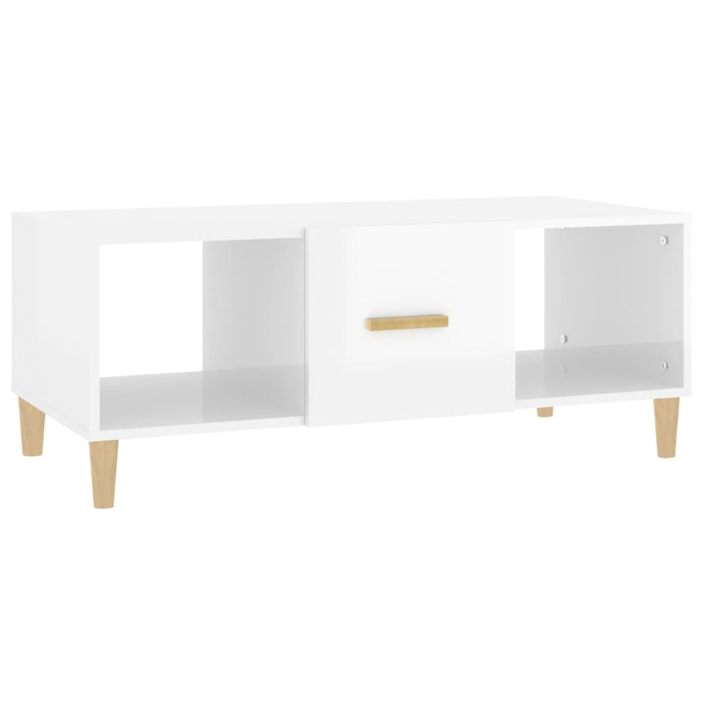 Tavolino da Salotto Bianco Lucido 102x50x40cm Legno Multistrato - homemem39