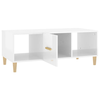 Tavolino da Salotto Bianco Lucido 102x50x40cm Legno Multistrato - homemem39