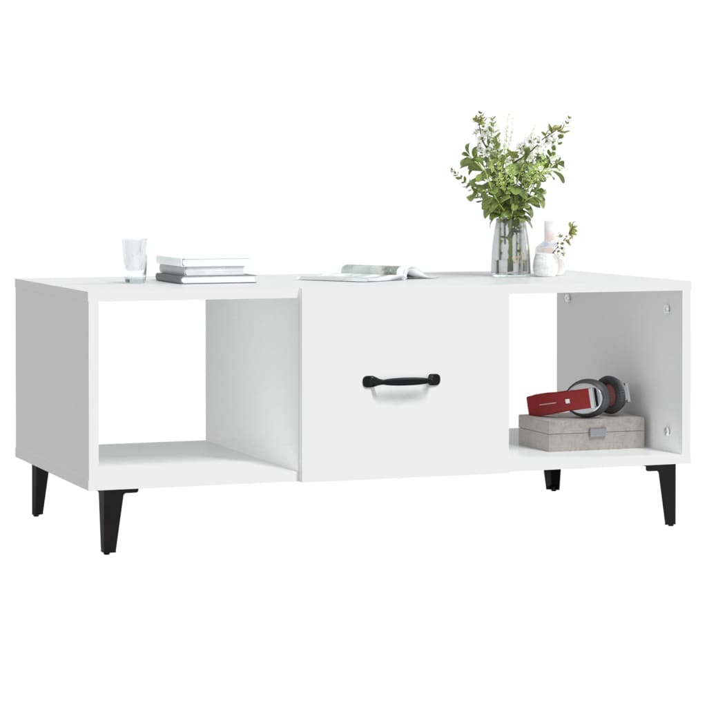 Tavolino da Salotto Bianco 102x50x40 cm in Legno Multistrato - homemem39