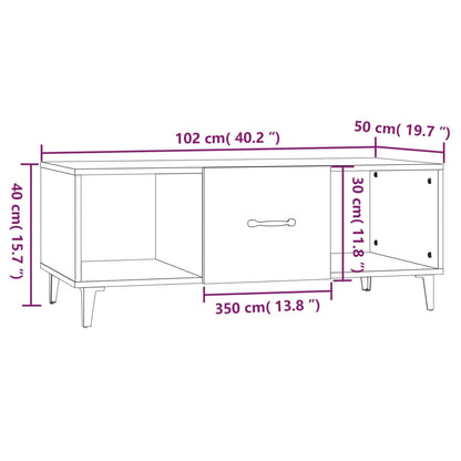 Tavolino da Salotto Bianco 102x50x40 cm in Legno Multistrato - homemem39