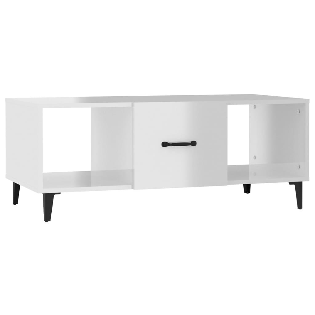 Tavolino da Salotto Bianco Lucido 102x50x40cm Legno Multistrato - homemem39