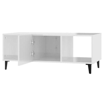 Tavolino da Salotto Bianco Lucido 102x50x40cm Legno Multistrato - homemem39