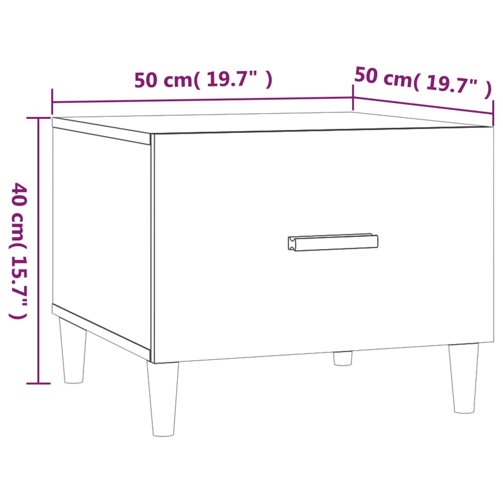 Tavolino da Salotto Bianco 50x50x40 cm in Legno Multistrato - homemem39