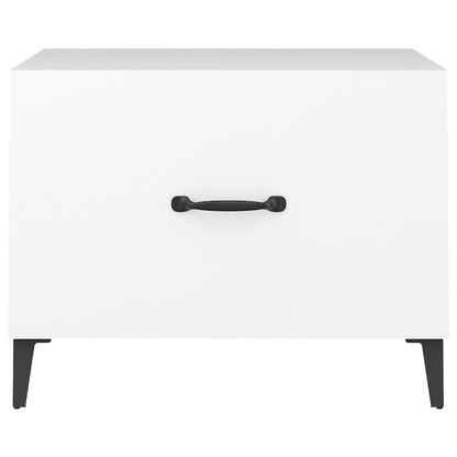 Tavolino da Salotto con Gambe in Metallo Bianco 50x50x40 cm - homemem39