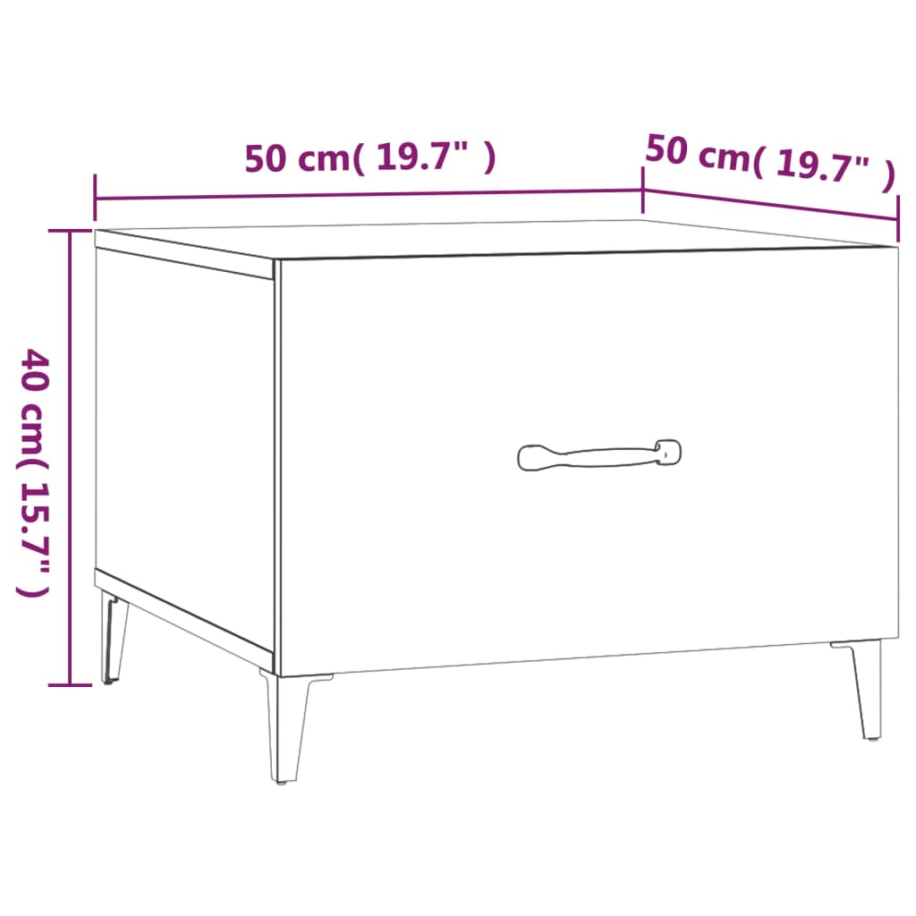 Tavolini da Salotto con Gambe in Metallo 2 pz Bianco 50x50x40cm - homemem39