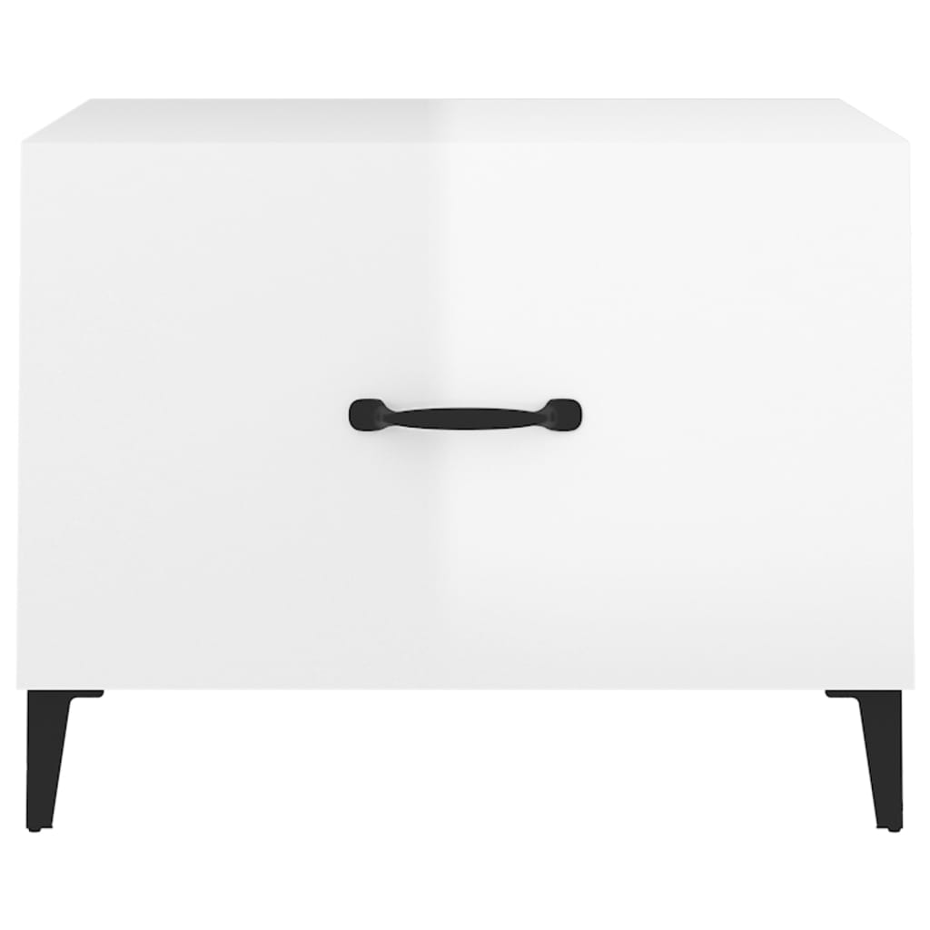 Tavolino Salotto con Gambe in Metallo Bianco Lucido 50x50x40cm - homemem39