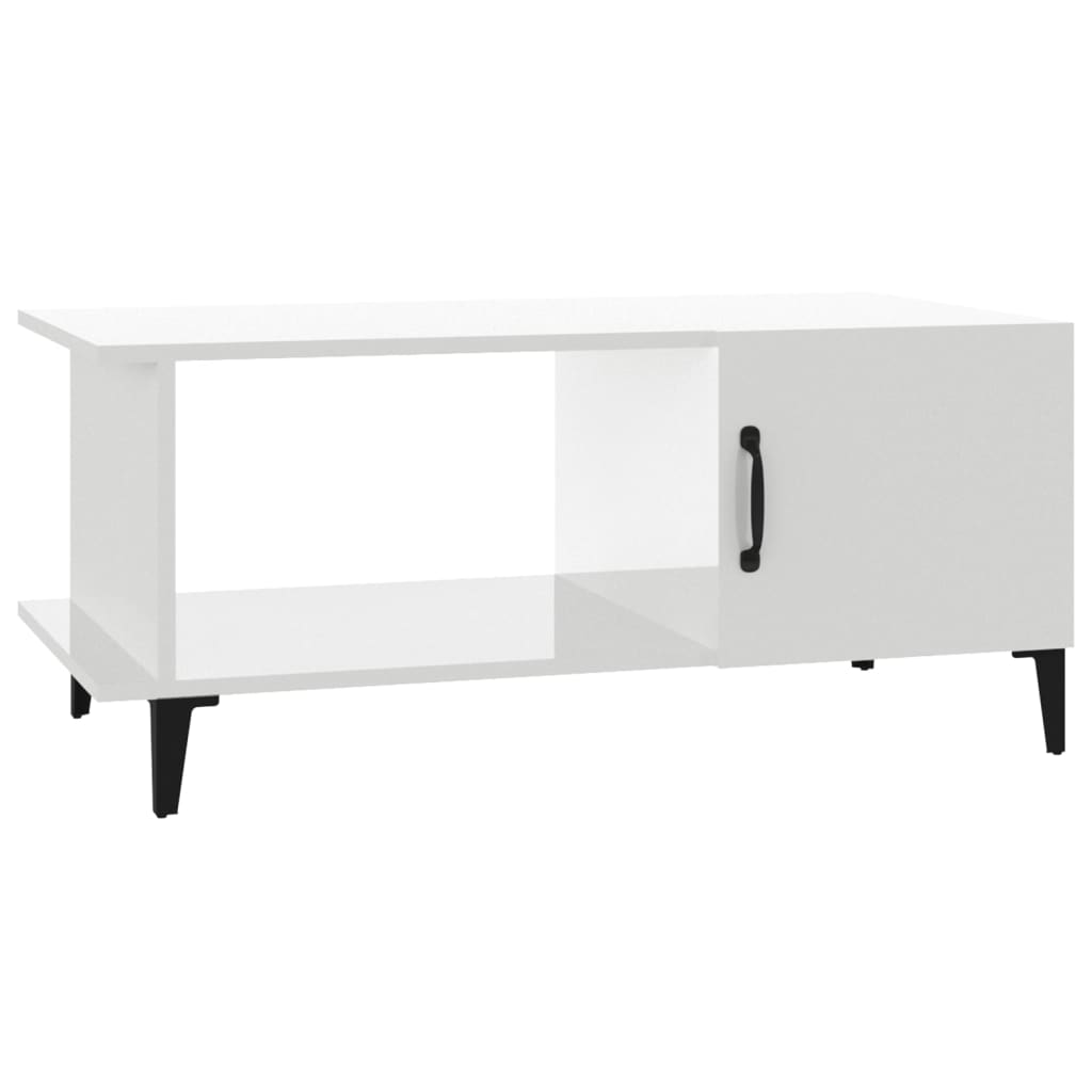 Tavolino da Salotto Bianco Lucido 90x50x40 cm Legno Multistrato - homemem39