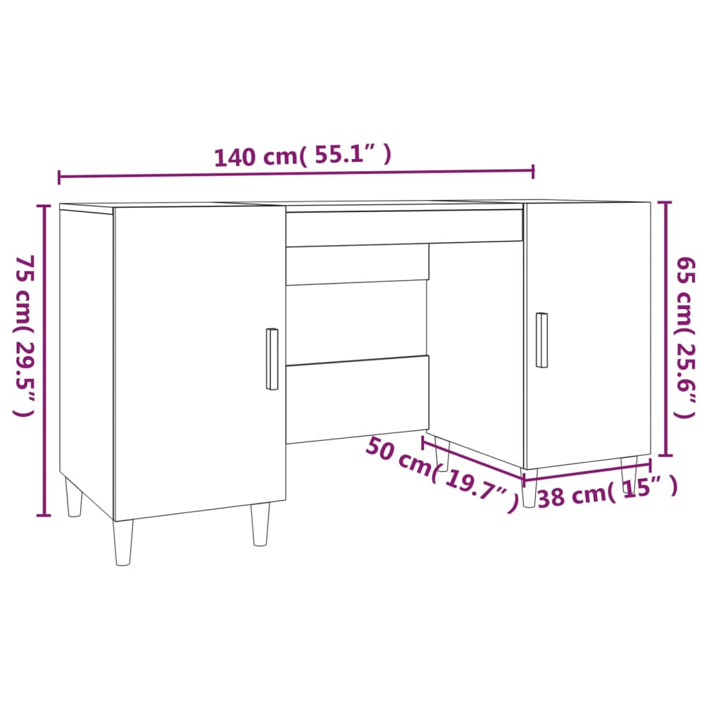 Scrivania Bianca 140x50x75 cm in Legno Multistrato - homemem39