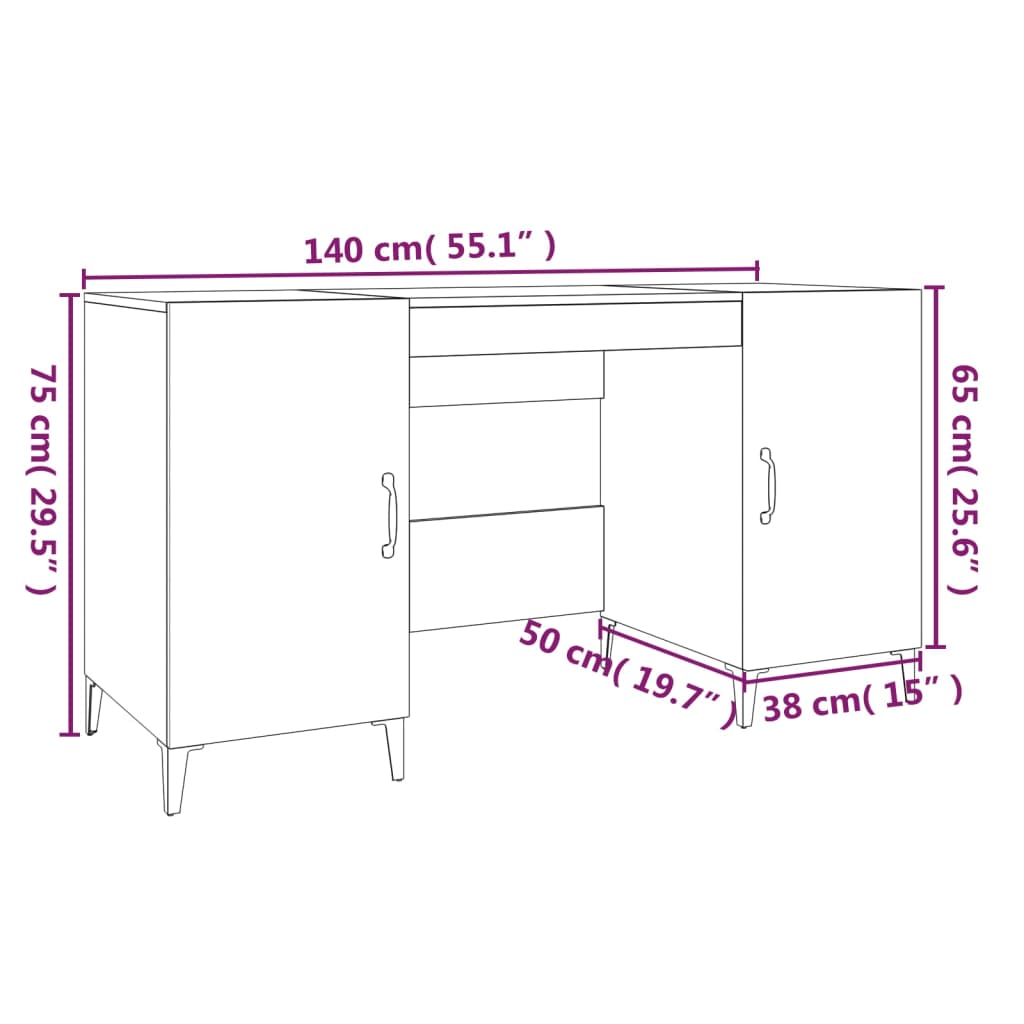 Scrivania Bianca 140x50x75 cm in Legno Multistrato - homemem39