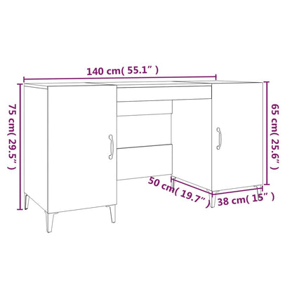 Scrivania Bianco Lucido 140x50x75 cm in Legno Multistrato - homemem39