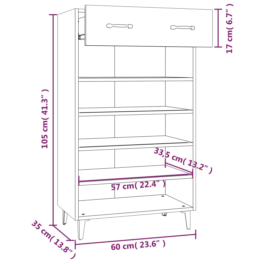 Scarpiera Nera 60x35x105 cm in Legno Multistrato - homemem39