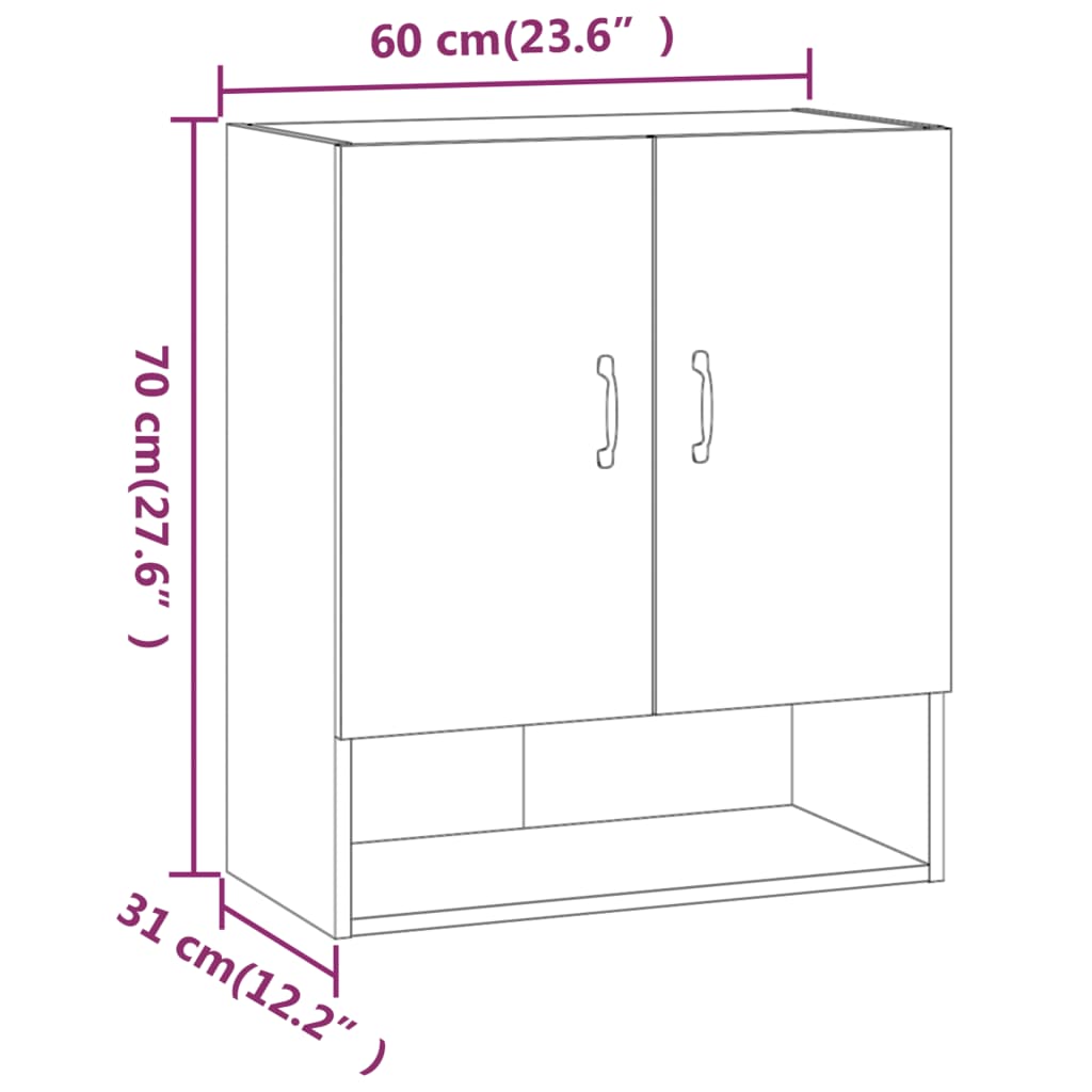 Armadietto a Muro Bianco Lucido 60x31x70 cm Legno Multistrato - homemem39