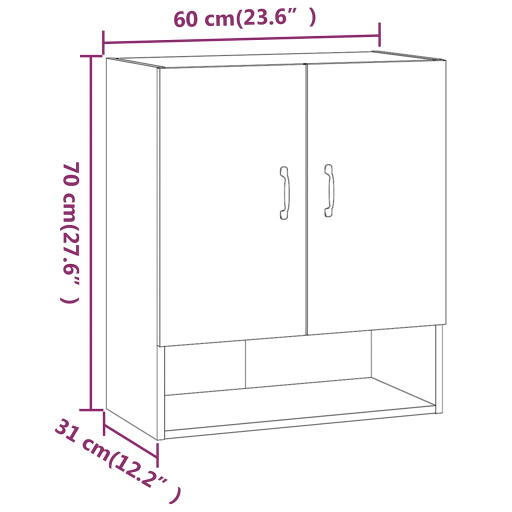 Armadietto a Muro Grigio Cemento 60x31x70 cm Legno Multistrato - homemem39