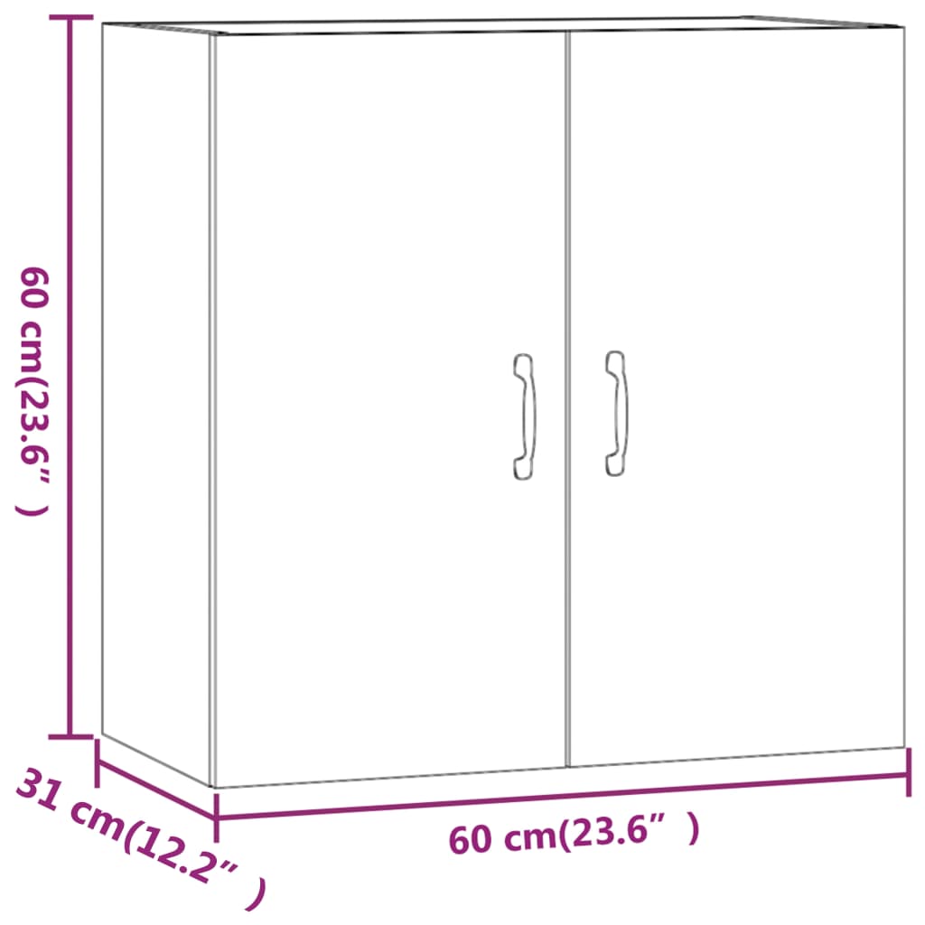 Armadietto a Muro Grigio Cemento 60x31x60 cm Legno Multistrato - homemem39